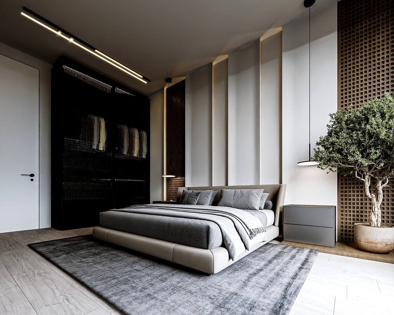 Bedroom, dark tones — Aşağısöğütönü House and Interior