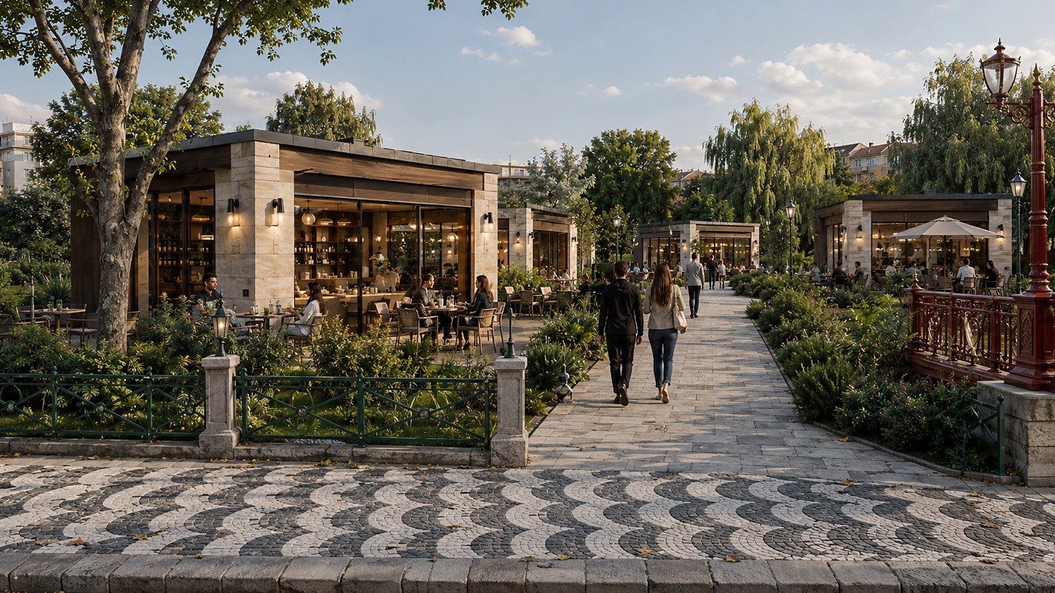 Pedestrian axis and retail units — Vali Ali Fuat Güven Street — Four Retail Units