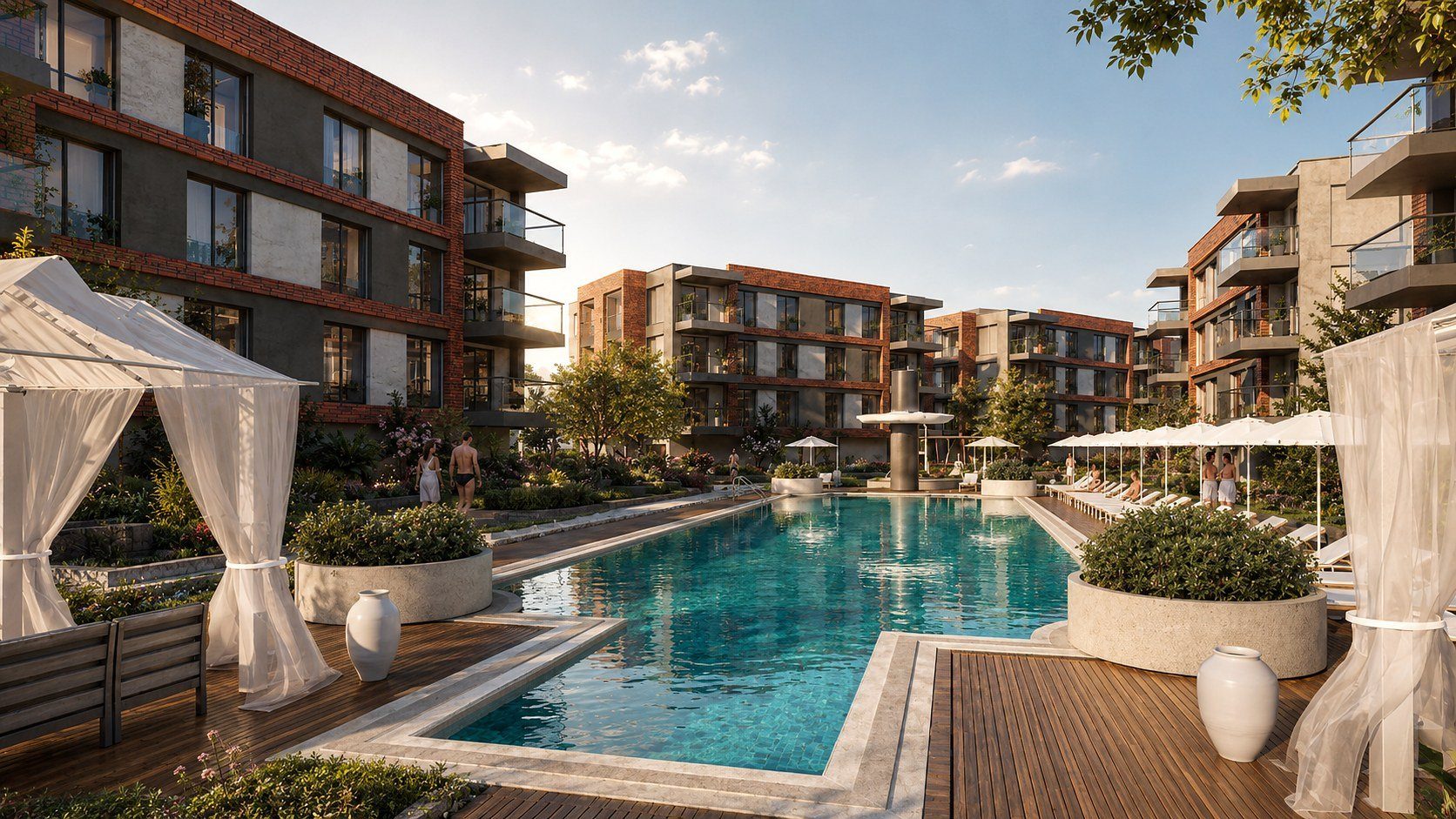 Pool and shared open space — Yaşamkent Housing Complex