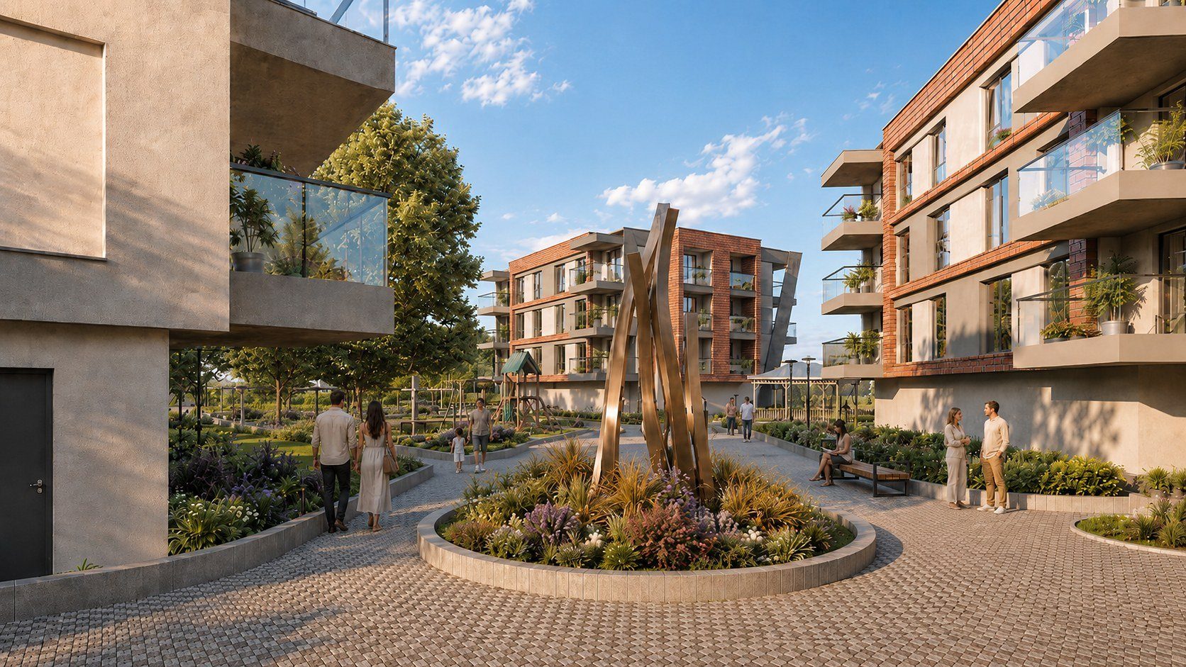 Landscape and inner courtyard — Yaşamkent Housing Complex